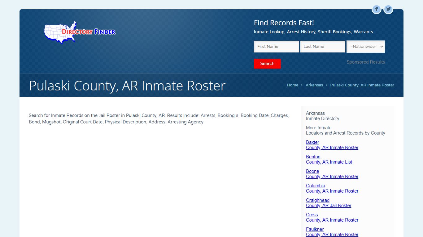 Pulaski County, AR Inmate Roster | People Lookup